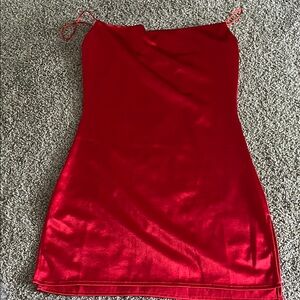 Sleek Red Satin Dress